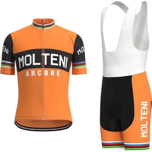 1987 Competition MOLTENI Team Retro Man Cycling Jersey Short sleeve set Summer Triathlon Biker Jersey maillot ciclismo hombre