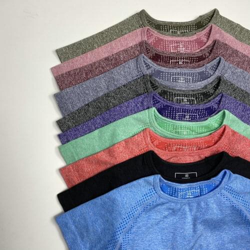 2021 Summer Vital Seamless Yoga Shirt Women Fitness Short Sleeve Crop Top Workout Tops Gym Clothes Sportswear Running T-shirts