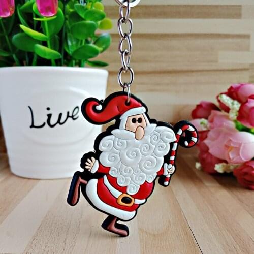 2021 Christmas Decorations Souvenir Cartoon 3D Christmas Keychain Santa PVC Christmas Gift Christmas Keyring Keychain