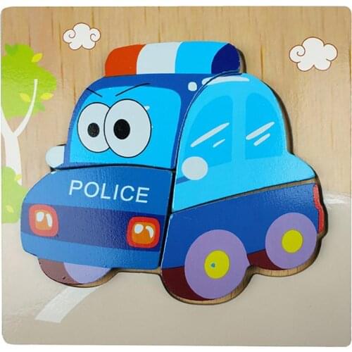 5Pcs 3D Cartoon Animal Car Shape Wooden DIY Jigsaw Puzzle Kids Toddler Early Education Cognition Toy