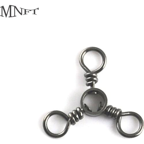 MNFT 50PCS Black Stainless Steel Swivels Solid Rig Rings Connector Fishing Accessories Swivel Connector