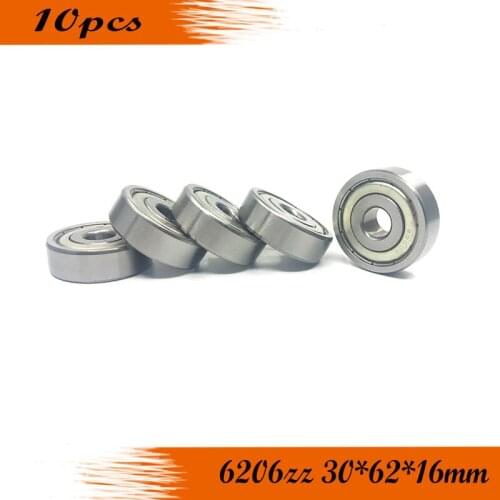 6206ZZ Single Row Steel Deep Groove Ball Bearings 62mmx30mmx16mm 10pcs