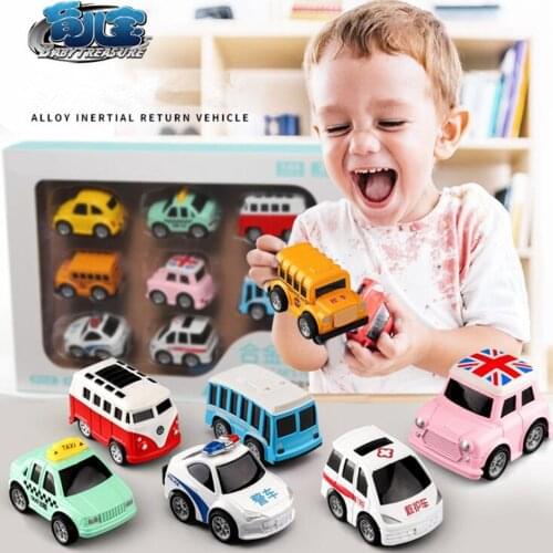 8 Styles Mini Engineering Car taxi school bus ambulance bus police Toy Alloy Car Children Toys Combined vehicle