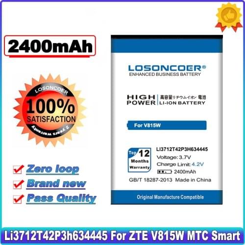 LOSONCOER 2400mAh Li3712T42P3h634445 Battery for ZTE Blade A112 L110 V815W MTC Smart Battery