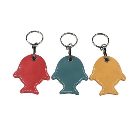 Cute Small fish Protective Mini Key Case Cover Keychain Portable Lovely Key Ring Small Round Elevator Access Card Key Holder