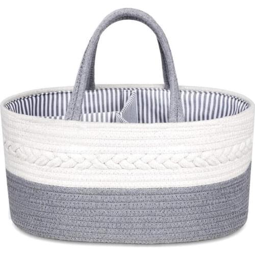 Baby Diaper Caddy Baby Shower Toy Basket Portable Nursery Cleanable Cotton Rope Storage Bin For Baies Kids