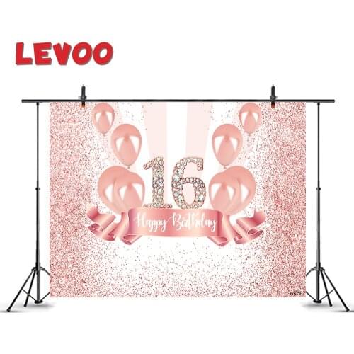 LEVOO Sweet 16 Party Decorations Backdrop Pink Glitter Dots Balloons 16th Birthday Photography Background Photo Shoot Photophone
