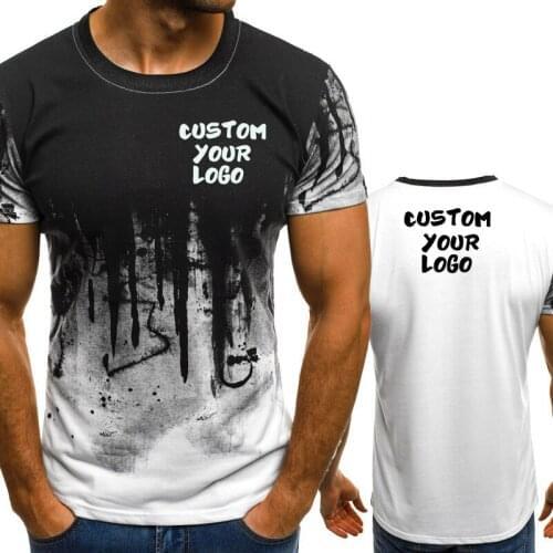 T Shirt Custom Logo Men Brand 3d Print T-Shirt Gradient Color Short-Sleeve Funny Tee Shirt Top Hip Hop Plus Size 4XL