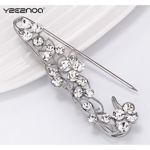 Crystal Rhinestone Branch Brooches Hijab Pins For Man Women Suit Scarf Flower Brooch Pin Jewelry Inlaid Charming Refined