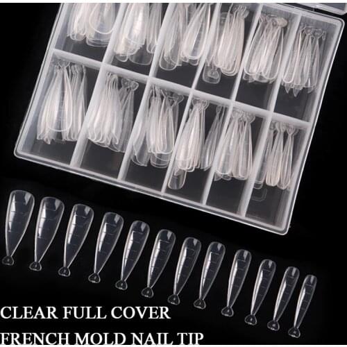 TSZS 2021 New Arrivals 120pcs/box Manicure Tools Extension Carving Full Cover French Dual Forms Mold Nail Tips Clear