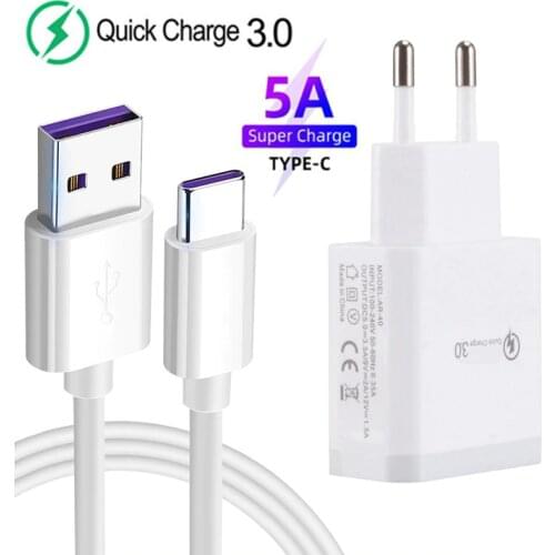 Type-C 5A Super Charge USB Cable For Oneplus 8 7 Pro 7T USB C Fast Charging QC 3.0 Charger For Xiaomi Redmi 8 8A 9s Note 7 8 8T