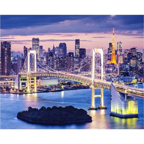 Full square Round diamond drill 5D diamond painting cross stitch diamond embroidery mosaic Rainbow Bridge New yorkZP-3590