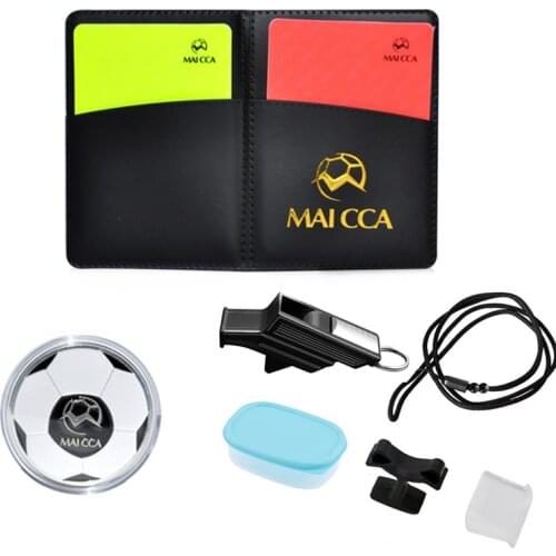 MAICCA Referee Equipment Soccer referee whistle Cards Football Pencil Notebook Football Champion Pick Edge Finder Coin