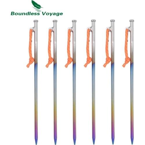 Boundless Voyage Titanium Alloy Tent Pegs Metal Heavy Duty Nails Garden Hard Ground Stakes Tent Pins Fixed Fitting for Fence Net