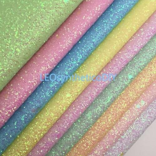 LEOsyntheticoDIY Crystal Chunky Glitter Leather Fabric Pastel Colors Glitter Sheets with Soft Felt Backing 21X29CM 6S54A