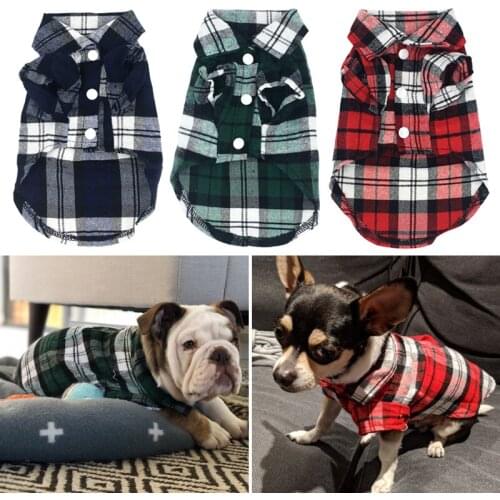 Summer Pet Dog Clothes for Small Dogs Shirts Cotton Cat T-shirt Vest Puppy Clothing Chihuahua Yorkshire Plaid Shirts Pet Product