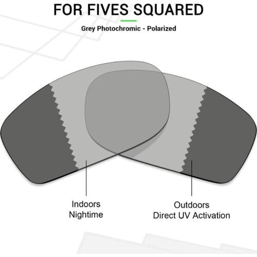 Mryok POLARIZED Replacement Lenses for Oakley Fives Squared Sunglasses Grey Photochromic