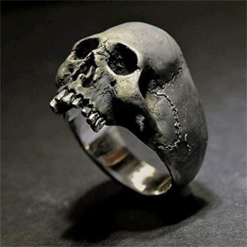 2021 Retro Punk Skull Ring Mens Hip Hop Gothic Rock Jewelry Fashion Gift Devil Head Ring