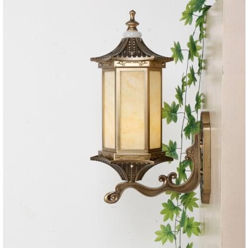 Outdoor Led Wall Lamp New Chinese Hexagonal Eave Wall Lamp Imitation Marble Outdoor Waterproof Subway Lamp