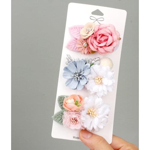 Ncmama 3Pcs/Set Baby Artificial Flower Hairclips Floral Headwear Girl Kids Sweet Hairpins Hairgrips Headwear Hair Accessories