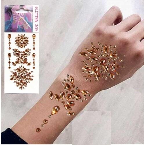 2021 Latest Beautiful And Unique Design Rhinestone Henna Style Gem Sticker And Hand Jewelry Sticker