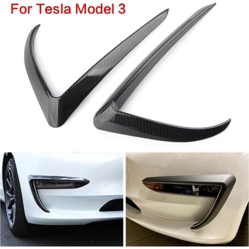 Front Blade Trim For Tesla Model 3 Accessories ABS Carbon Fiber Black White Car Accessories Model3 17-20