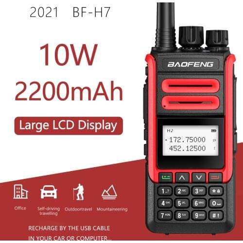 Baofeng BF-H7 Walkie Talkie 10W Max Power 10km Long Range Transreceiver 136-174/400-520MHz Amateur Radio Portable Two Way Radio