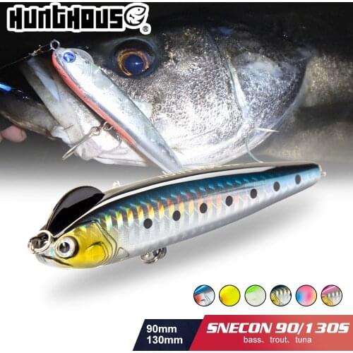 Hunthouse fishing lure slow sinking pencil 130mm 26g blue stickbait depth 0.2-0.8m S-shaped seawater seabass hard bait lures