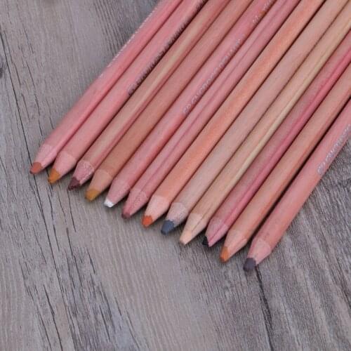 12Pcs Professional Soft Pastel Pencils Wood Skin Tint Pastel Colored Pencil 4X7E