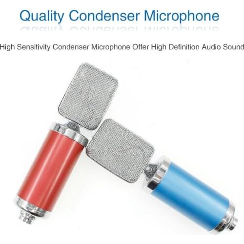 Professional Condenser Audio 3.5mm Wired Studio Microphone Vocal Recording Microphone Mic W/Stand For Computer PK BM800