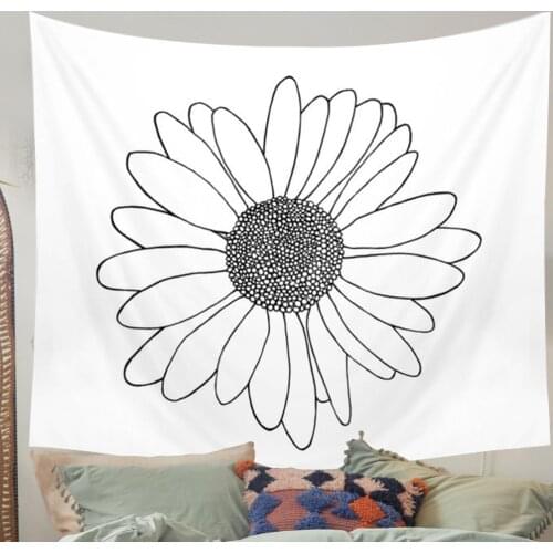 INS Style Simple Tapestry Floral Wall Hanging Witchcraft Hippie Wall Tapestry White Wall Carpet Boho Home Decor Tapisserie