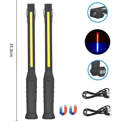 White red blue lgiht 3 light resource COB Work Light Flashlight With Magnet 4 modes Work Lamp waterproof Torch for Car Repairing