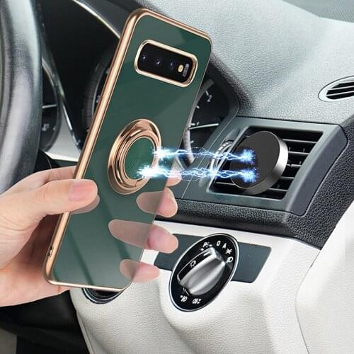 Luxury Plating Ring Case For Samsung Galaxy S10 Plus S20 Ultra S21 FE Note 20 9 10 A52 A72 A42 S20FE A 52 72 Stand Holder Covers