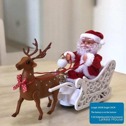 Christmas Santa Claus Electric Music Ornaments With 3 AA Batteries Snow Festival Gift Battery Animal Toy New Year Decorations