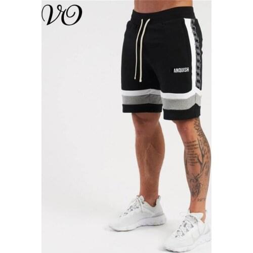 Summer fashion cotton mens clothing stitching embroidered shorts streetwear casual pants jogger fitness sweatpants