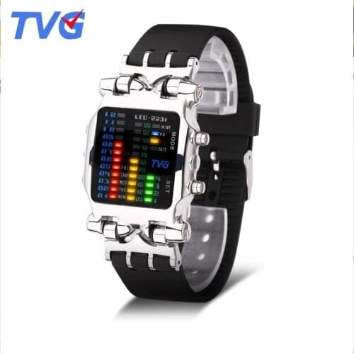 LED Digital Watch Men TVG 2231 Watches Men Fashion Rubber Strap Square Waterproof Military Watches Dropshipping Man Watch 2020