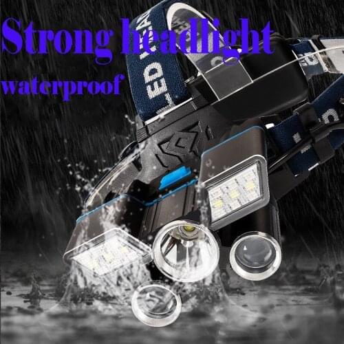 LED Headlamp Outdoor Strong Light Waterproof USB Rechargeable COB Lighting Camping Headlamp Fishing Light Red Light Warning