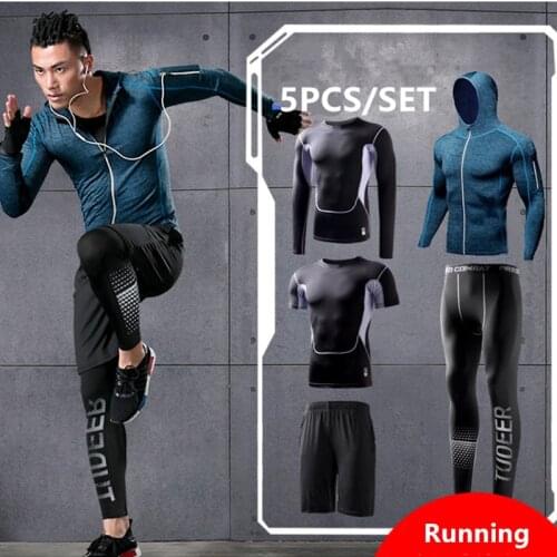 New Reflective Sports Suit Men Running Set Jogging Basketball Underwear Sportswear Gym Tights Running Tracksuit Training Clothes