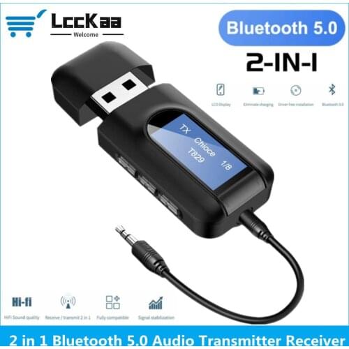 USB Bluetooth 5.0 Audio Transmitter Receiver LCD Display 3.5MM AUX RCA Stereo Wireless Adapter Dongle For PC TV Car Headphones