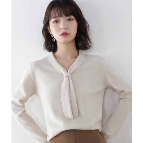 Knitted autumn new pure color woolen sweater womens pullover long-sleeved casual knitted bottoming sweater simple and versatile