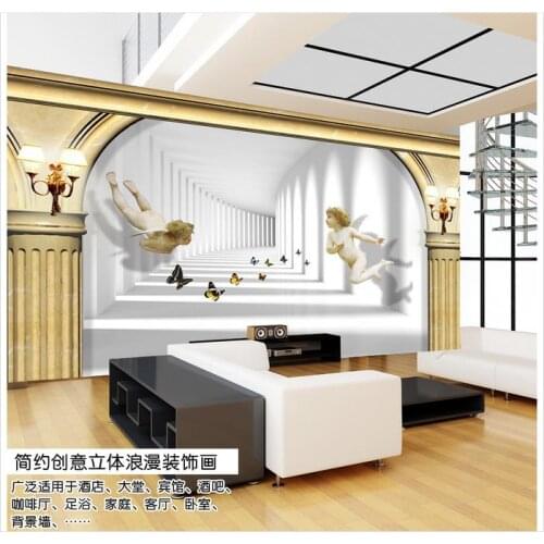 Custom photo wallpapers 3d wallpaper murals European Roman column space angel flapping TV background wall painting home decor