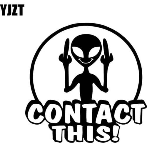 YJZT 14CM*13.8CM CONTACT THIS Vinyl Decal Car Sticker Alien UFO Black/Silver C3-0487