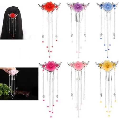 Retro Flower Long Tassel Hair Barrette Hairpin Jewelry Hair Clips for Thick Hair Styling Headwear