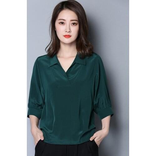 Women Spring Autumn Style Blouses Shirts Lady Casual Turn-down Collar Three Quartz Sleeve Loose Style Blusas Tops ZZ0193