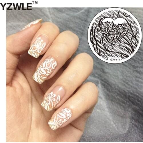 1 Piece 2020 YZWLE Nail Stamping Plates Lace Flower Pattern Nail Art Stamp Stamping Template Image Plate Stencil Nails Tool