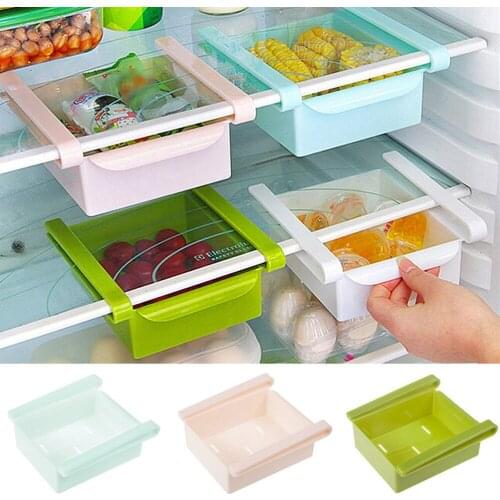 1Pcs Fridge Storage Rack With Layer Partition Refrigerator Plastic Storage Holder Pull-out Drawer Organizer