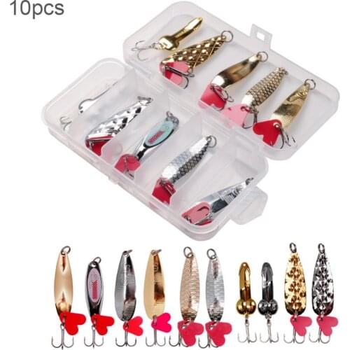 10pcs/lot Metal Fishing Sequin Lures Pineapple Shape Gold and Silver Spoons Fishing Bait for Bass Culter Opsariichthys Bidens