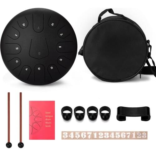 12 inch 13-Tone Steel Tongue Drum Hand Pan Drums with Drumsticks Percussion Musical Instruments