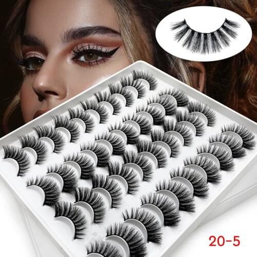20 Pairs 3D Soft Mink Hair False Eyelashes Natural/Thick Long Eye Lashes Handmade Wispy Makeup Beauty Extension Tools Eye Makeup