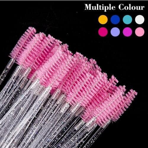 Zwellbe Good Quality Disposable 100Pcs/Pack Crystal Eyelash Makeup Brush Diamond Handle Mascara Wands Eyelash Extension Tool